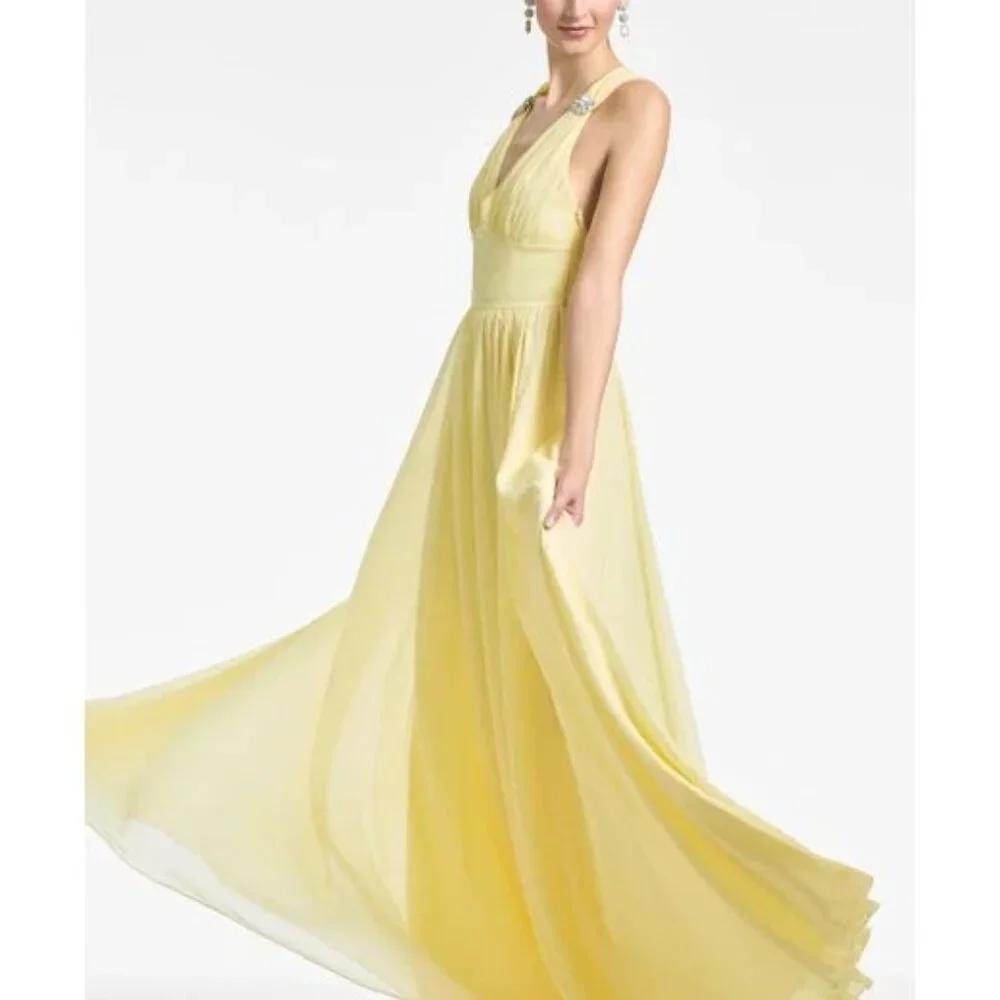 Sachin & Babi Women's Yellow Kenzia Gown NWT MSRP $850 Lemon Drop Sz 12 10 8 6 4 - Picture 3 of 7